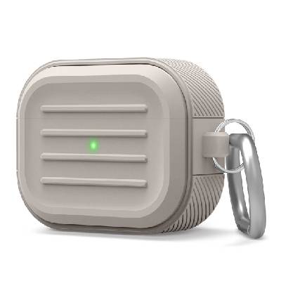 Удароустойчив силиконов калъф с карабинер за Apple Airpods Pro - Elago AirPods Pro Armor Hang Case (светлосив) (EAPP-ARMOR-ST)