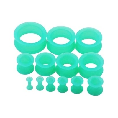 Šperky4U silikonový tunel do ucha tyrkysový svítící TN01099-03