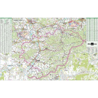 Zlínský kraj - nástěnná mapa 113 x 83 cm, lamino + lišty