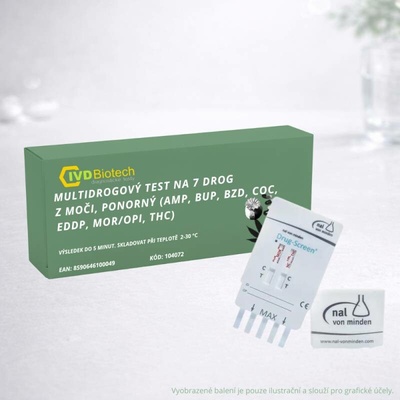 Nal Von Minden 7v1 Multidrogový test (AMP, BUP, BZD, COC, EDDP, MOR/OPI, THC) Rychlý panelový test z moči 1 ks