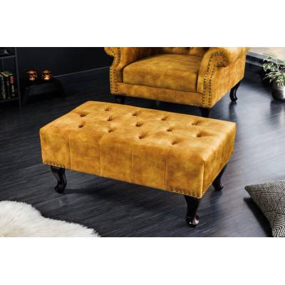 LuxD Dizajnová taburetka Chesterfield horčicovo-žltý zamat
