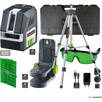 Laserliner Зелен линеен лазерен нивелир PocketCross-Laser 2G Set 150 cm