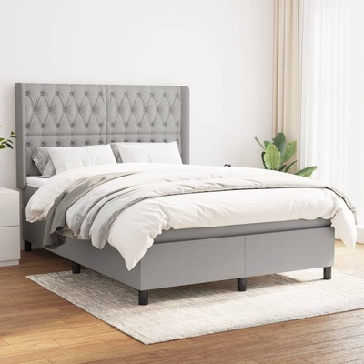 vidaXL 11461.3131673 Boxspring postel s matrací světle šedá textil
