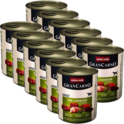 Animonda GranCarno Fleisch Adult заек + билки - 12 x 800 г