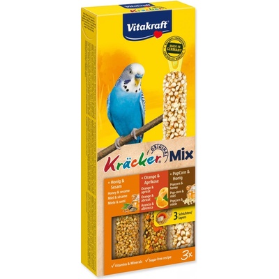 Vitakraft KRÄCKER tyčinky MIX ANDULKA med & pomeranč & popkorn 90g – Sleviste.cz