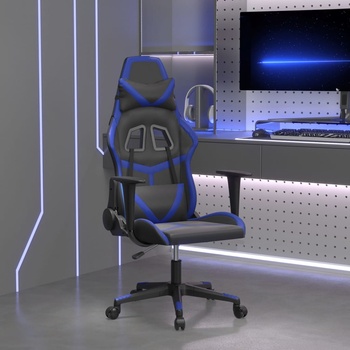 vidaXL Гейминг стол, черно и синьо, изкуствена кожа (3143665)