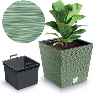Prosperplast kvetináč Furu Square Low Zemitě zelená 24 cm
