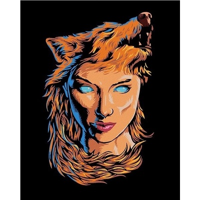 zuty Malování podle čísel Žena a vlčí hábit 80 x 100 cm bez rámu a bez vypnutí plátna