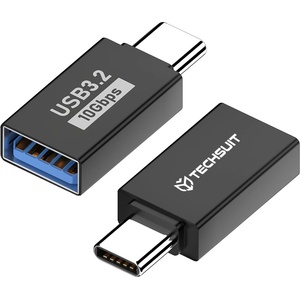 Techsuit - OTG адаптер AluCoreX (A14) - USB към Type-C, 10Gbps, Plug and Play, алуминиева сплав, бърз трансфер на данни - черен