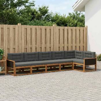 vidaXL Комплект дивани за открито 6 pcs Натурален и Антрацит (3382595)