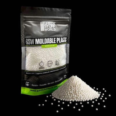 Green Stuff World Moldable thermoplastic beads White 100g / Tvarovateľné termoplastické guľôčky biele