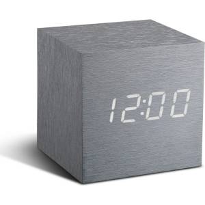 Gingko Design GINGKO Часовник/термометър CUBE - алуминиев ефект с бели цифри (Gingko-GK08W6) Будилник