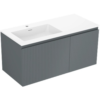 Mexen Rivel баня шкаф 100 см с мивка Otis лява, 1S, 1D, рифован, графит мат/бял мат - 91A23-10047-3-BBFF66-W18L01 (91A23-10047-3-BBFF66-W18L01)