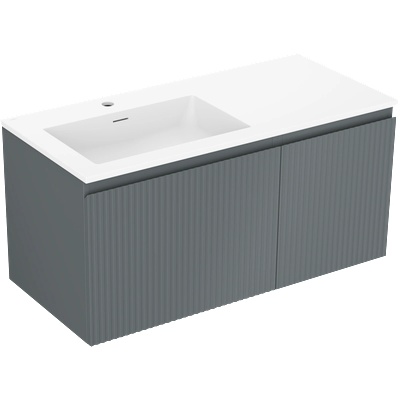 Mexen Rivel баня шкаф 100 см с мивка Otis лява, 1S, 1D, рифован, графит мат/бял мат - 91A23-10047-3-BBFF66-W18L01 (91A23-10047-3-BBFF66-W18L01)