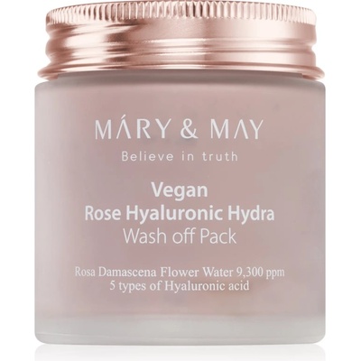 Mary&May Rose Hyaluronic Hydra Wash off Pack интензивна хидратираща маска за лице с успокояващ ефект 125 гр