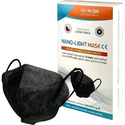 nano M.ON nano LIGHT MASK nano rúško v tvare respirátora čierne 10 ks