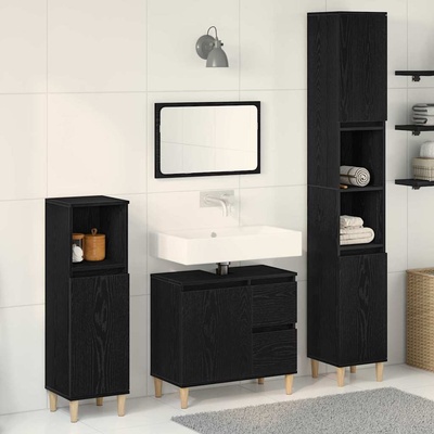 vidaXL Комплект мебели за баня Монтиране на стена 3 pcs Черния дъб (3333086)