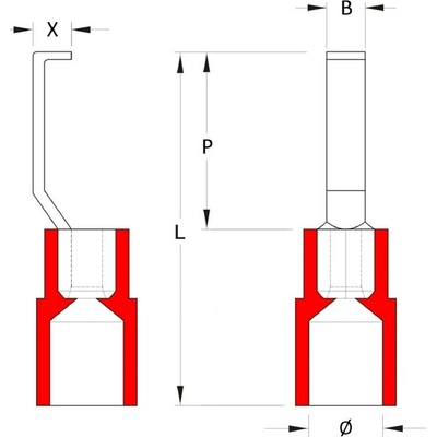 Weidmüller 1233340000 závesné káblové oko tvar háčika 0.5 mm² 1.5 mm² čiastočne izolované červená 100 ks Piece