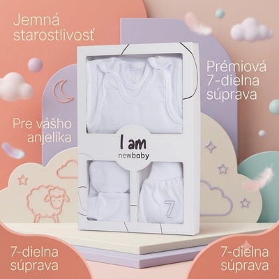 New Baby 7-dielna dojčenská súpravička do pôrodnice I AM biela
