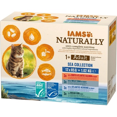 Iams Naturally Възрастни Морска Колекция 12 x 85 г
