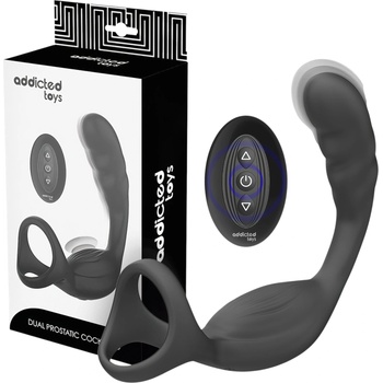 Addicted Toys - анален вибратор с пенис и тестикуларен пръстен (черен)