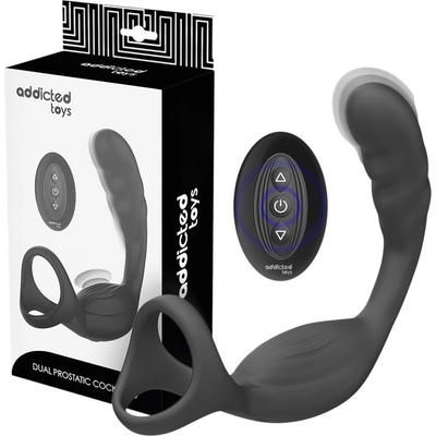 Addicted Toys - анален вибратор с пенис и тестикуларен пръстен (черен)