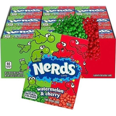 Nerds bonbonky s příchutí vodního melounu a třešně 36 x 46,7 g