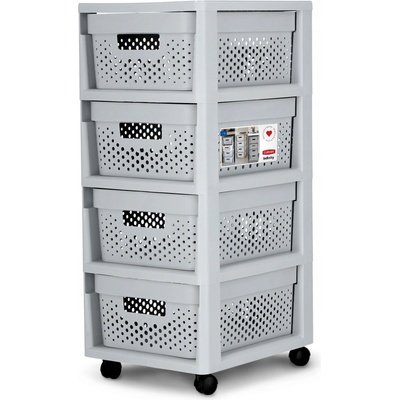 CURVER INFINITY 4x11L Zásuvky 36x69x30cm dierované, sivé 04356-099