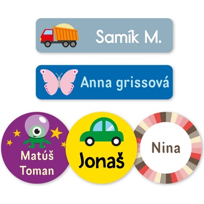 Samolepky s menom pre školu alebo škôlku najväčší výber motívov 35 ks