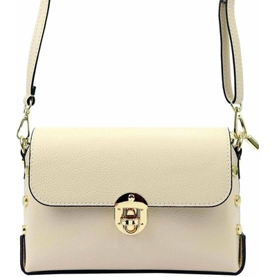 Luka dámska kožená kabelka 20-052 DOLLARO Beige Postbag Gold Embellishments