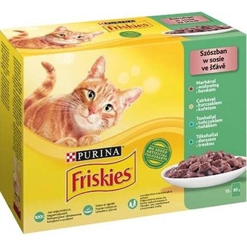 Friskies multipack s hovädzím kuraťom tuniakom treskou v šťave 12 x 85 g