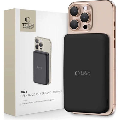 Tech-Protect Преносима външна батерия с USB-C порт, USB-A изход и безжично зареждане с MagSafe - Tech-Protect LifeMag Qi2 Magnetic Wireless Charging Power Bank 10000 mAh 15W (черен) (PB24 (THP3574))