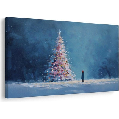 Obraz vánoční strom a osamělý poutník - 120x80