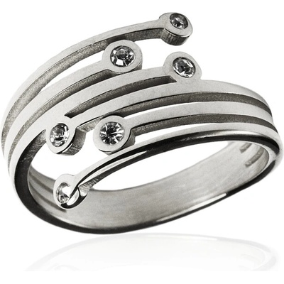 BM Jewellery Dámský prsten se zirkony silver z chirurgické oceli S283080