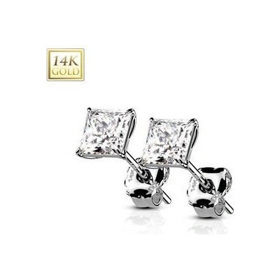 Šperky4U zlaté 14ti karátové náušnice s čirými zirkony ZL-1001-05W