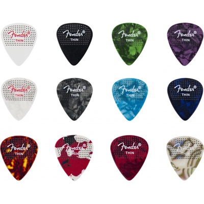 Fender 351 Dotted Celluloid Picks 12-Pack Thin