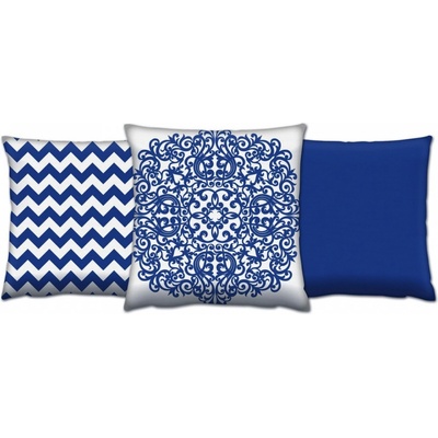 Hanah Home Sada vzorovaných polštářů Vapo modré/bílé 3 ks 43x43