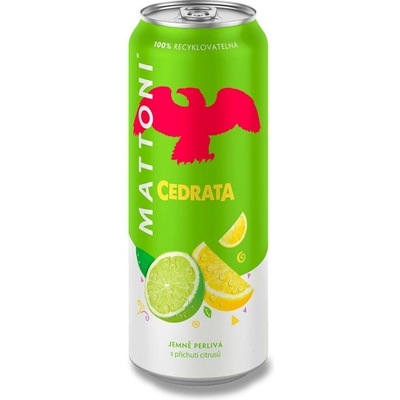 Mattoni Cedrata Minerální voda citrusy perlivá 0,5 l plech
