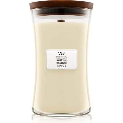 WoodWick White Teak ароматна свещ с дървен фитил 609.5 гр