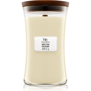 WoodWick White Teak ароматна свещ с дървен фитил 609.5 гр