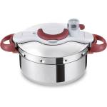 Tefal P46207 | Clipso Minut' Perfect Pressure Cooker | with Steamer Basket and Timer | 6 Liters | stainless steel/white/red (P46207)