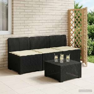 vidaXL Пейка за градина с Cushions във вид на ратан 3-местен ПП (8011960)