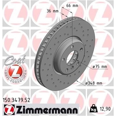 Brzdový kotúč (cena za 1ks) ZIMMERMANN 150.3479.52