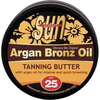 Vivaco Sun Argan Bronz Oil Tanning Butter SPF25 200 ml voděodolné opalovací máslo s arganovým olejem pro rychlé zhnědnutí