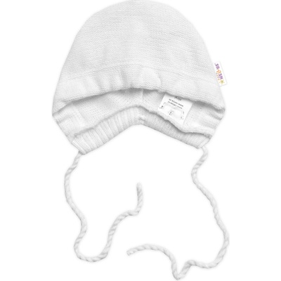 Baby Nellys pletená čiapočka na zaväzovanie bonetka Boy biela