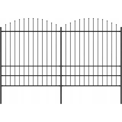 vidaXL Zahradní plot s hroty ocel (1,75–2) x 3,4 m černý