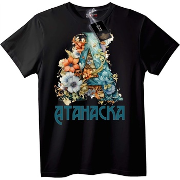 NOONEBRAND Тениска Флорална Атанаска Именен Ден - 4XL, Black