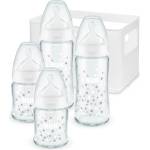 Nuk Комплект стъклени шишета Nuk - First Choice, TC, силикон, 2 x 240 ml + 2 х 120 ml + кошница (10225253)