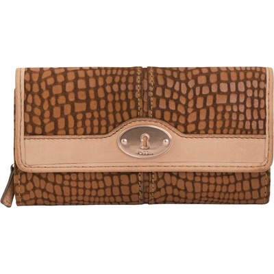 Fossil Leather Wallet Maddox 24 Clutch Saddle