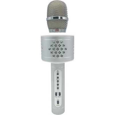Teddies Strieborný mikrofón na batérie s rozhraním USB pre karaoke Bluetooth